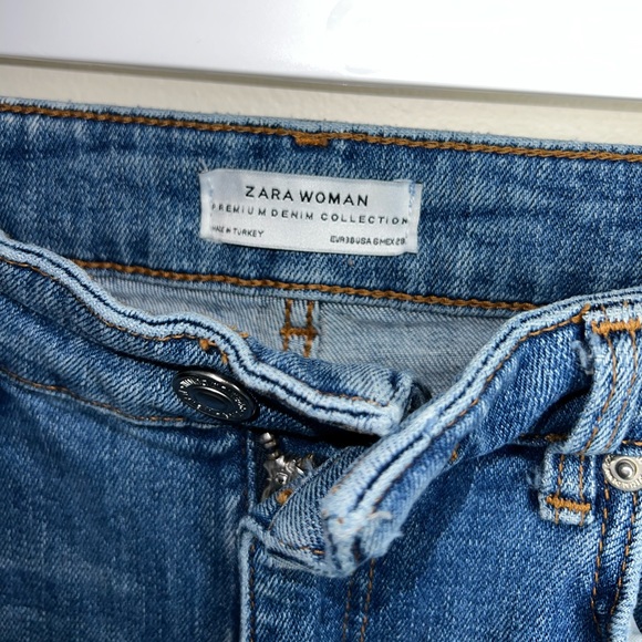 Zara Woman Denim Jeans Distressed Bottoms - Picture 3 of 8